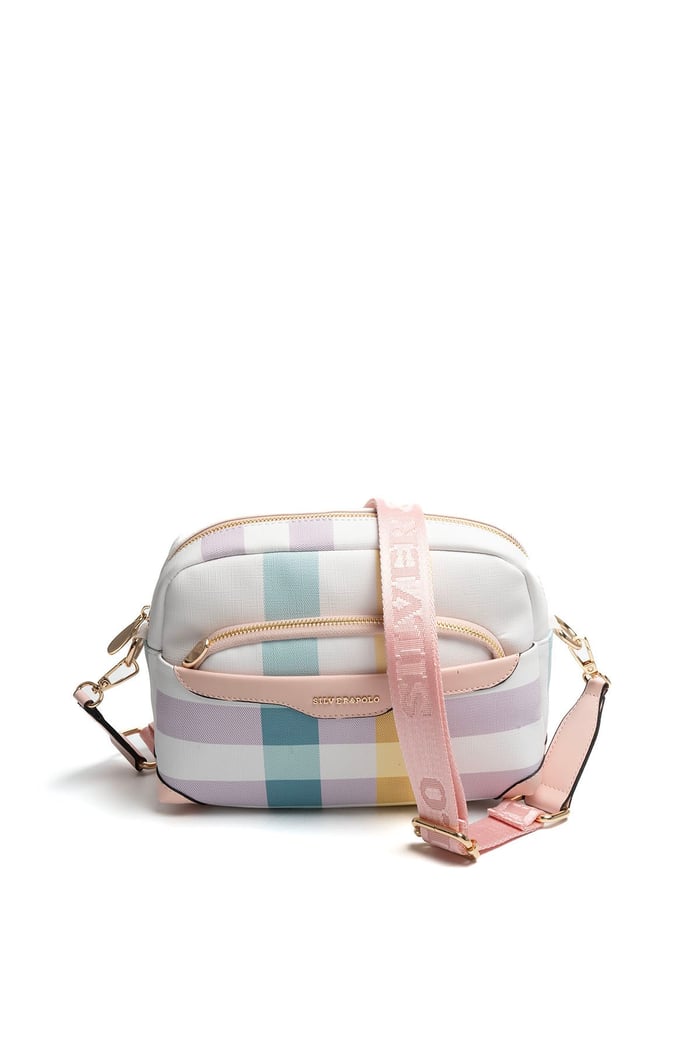 Silver Polo Lila - Pembe Ekose Kadın Çapraz Çanta SP1201