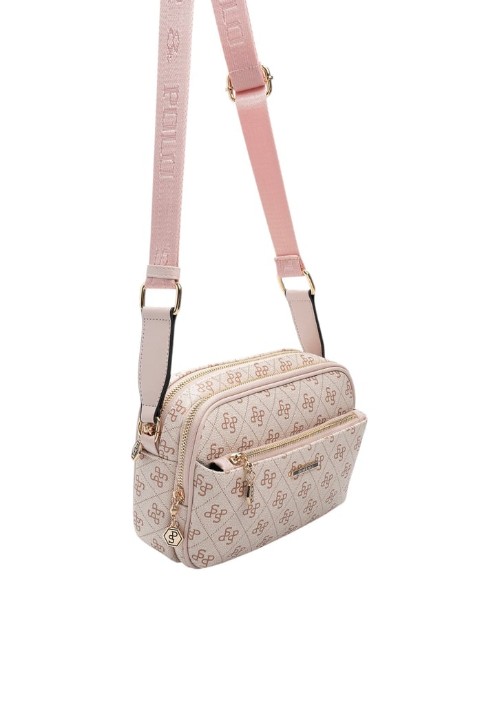 Silver Polo SP1162 Kadın Çapraz Çanta Monogram Pembe-Pudra