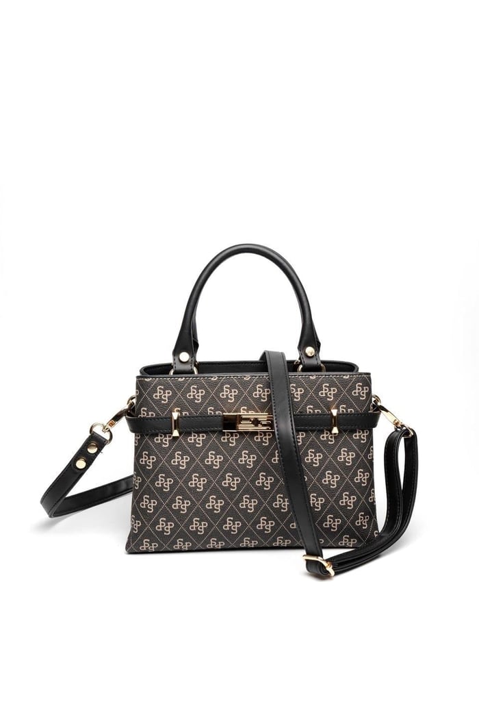 Silver & Polo SP1149 Kadın El Çantası Monogram Füme-Siyah