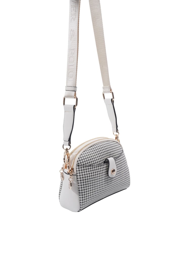Silver & Polo SP1144 Kadın Çapraz Çanta King Desen Siyah-Kemik