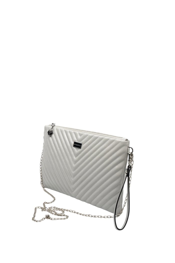 Silver Polo Crash Gri Kapitone V Kadın Portföy ve Clutch El Çantası SP1034