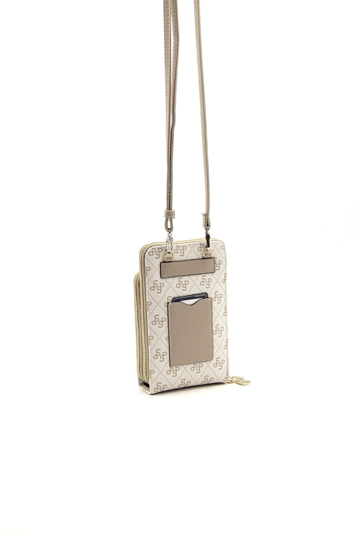 Silver Polo Bej - Kum Monogram Kadın Telefon Çantası SP1011