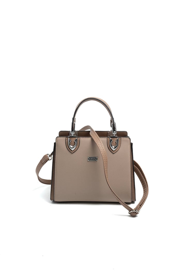 Silver & Polo SP1133 Kadın El Çantası Düz Koyu Bej-Latte