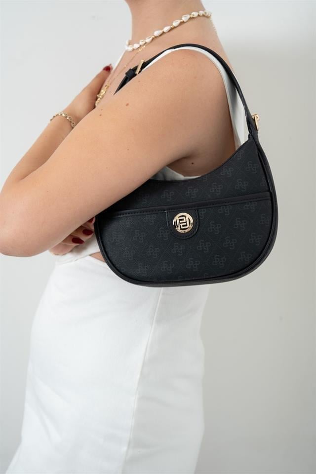 Silver & Polo SP1194 Kadın Omuz Çantası Monogram Siyah