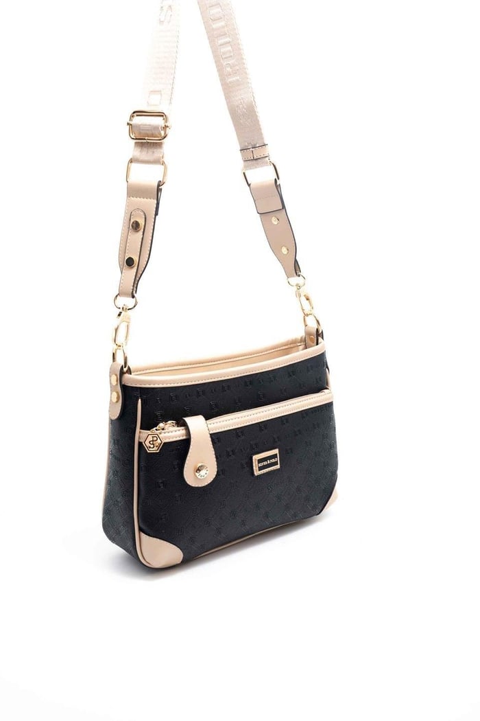 Silver & Polo SP1160 Kadın Çapraz Çanta Logolu Siyah-S.Nut
