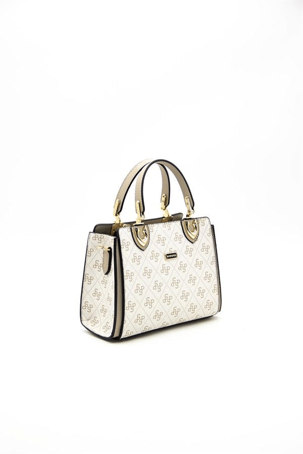 Silver & Polo SP1133 Kadın El Çantası Monogram Bej-Kum