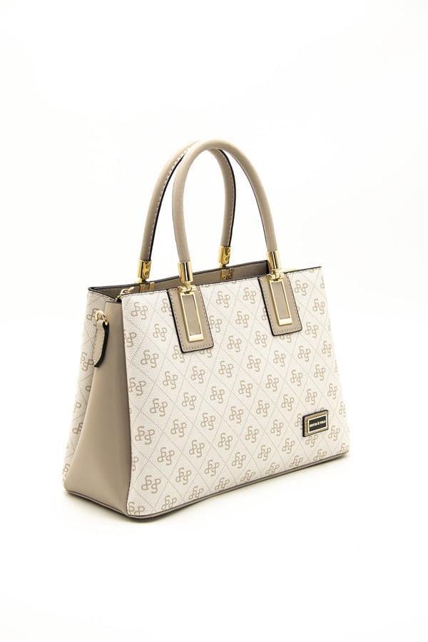 Silver Polo Bej - Kum Monogram Kadın El Çantası SP1000
