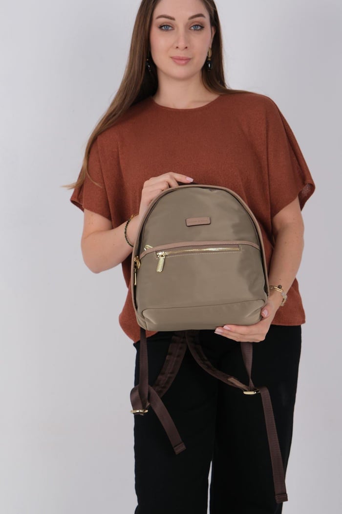 Silver Polo Yeşil - Kum Saten Kadın Sırt Çantası SP1212