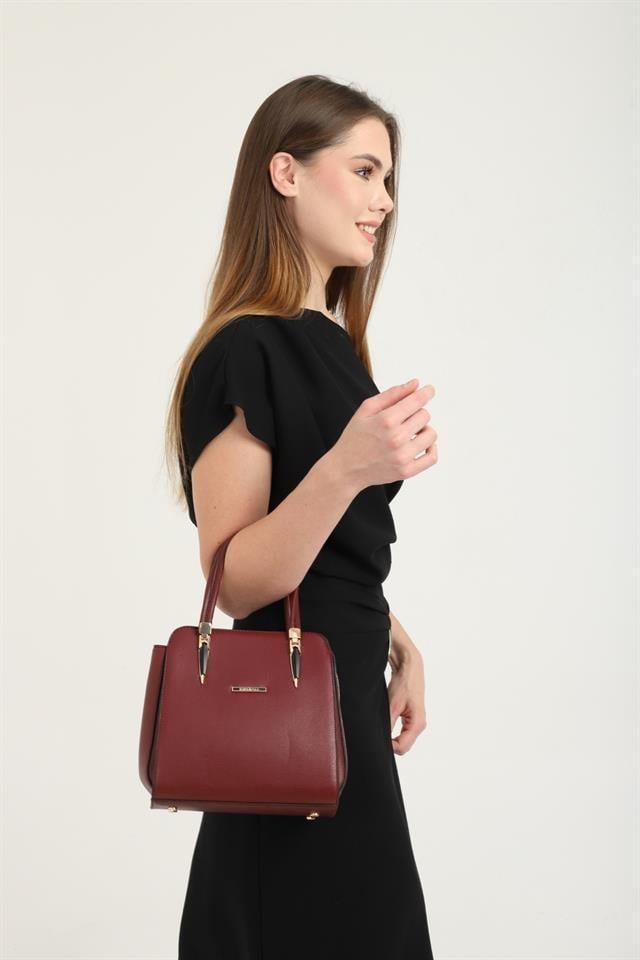 Silver Polo Bordo - Bordo Düz Kadın El Çantası SP1136