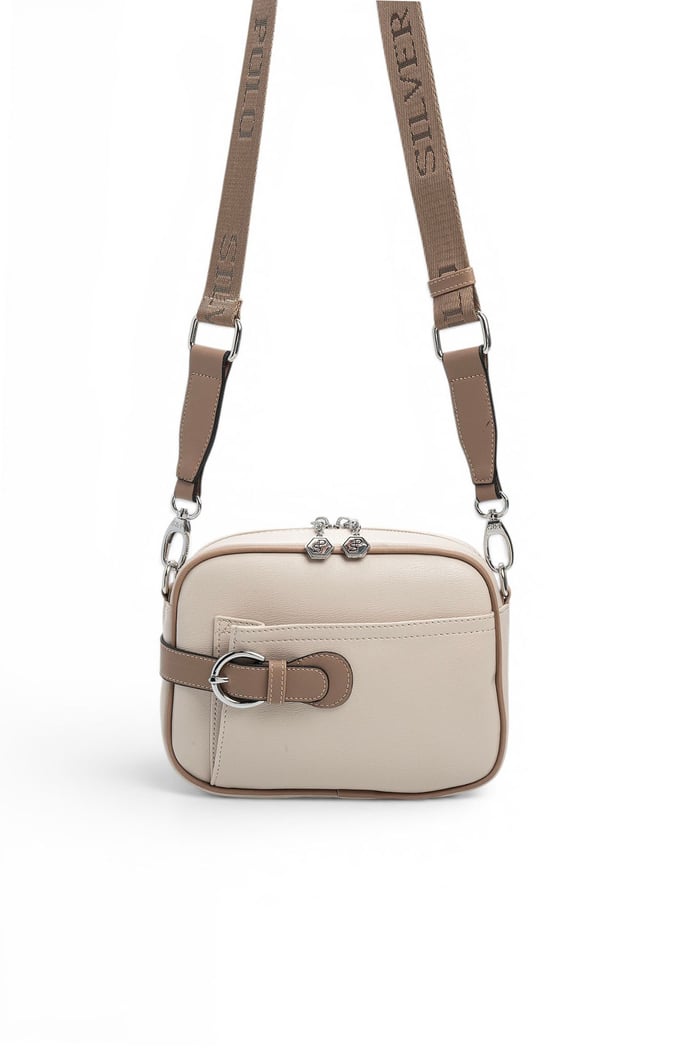Silver Polo Bej - Latte Düz Kadın Çapraz Çanta SP1256