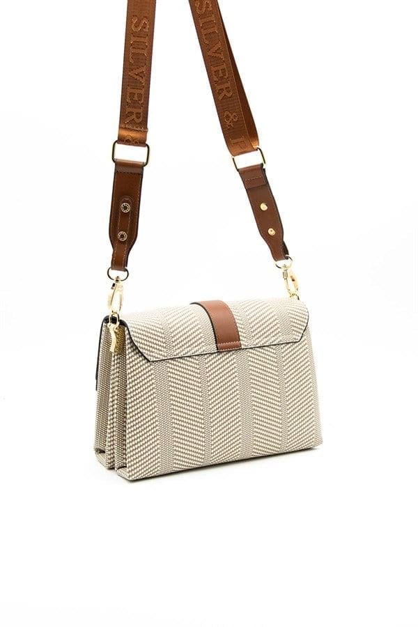 Silver & Polo SP1009 Kadın Çapraz Çanta Hasır Bej-Taba