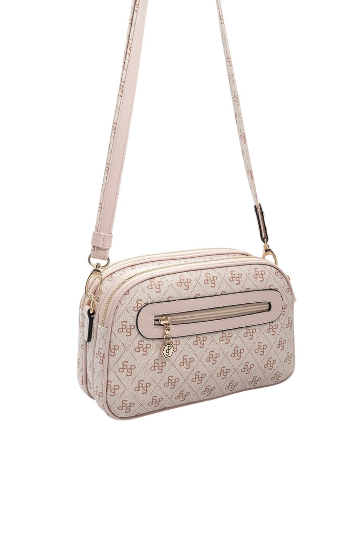 Silver & Polo SP745 Kadın Çapraz Çanta Monogram Pembe-Pudra