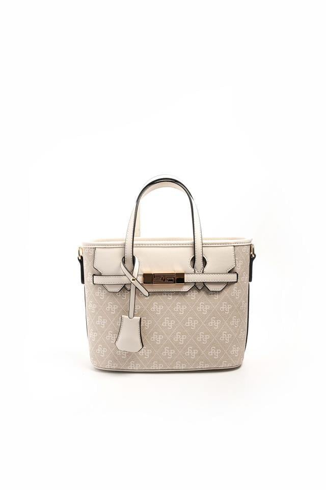 Silver Polo Taş - Kemik Monogram Kadın El Çantası SP1185