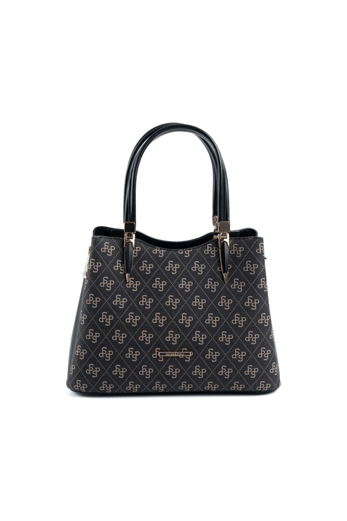 Silver & Polo SP1205 Kadın El Çantası Monogram Füme-Siyah