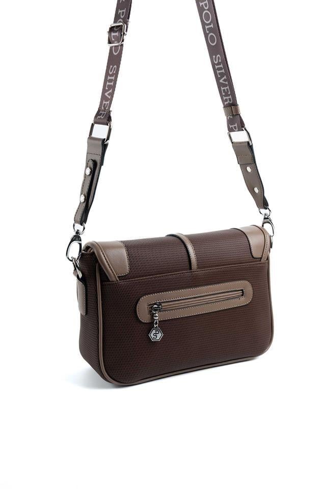 Silver Polo Kahve - Vizon Petek Kadın Çapraz Çanta SP1182