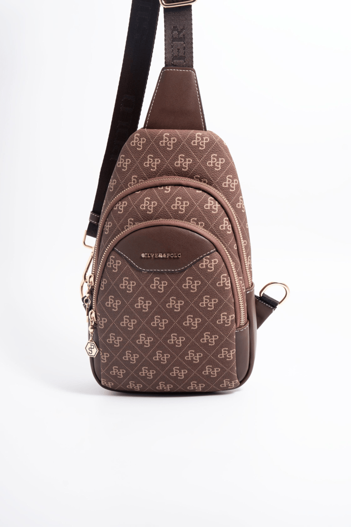Silver Polo Kahve - Kahve Monogram Kadın Vücut Çantası SP959