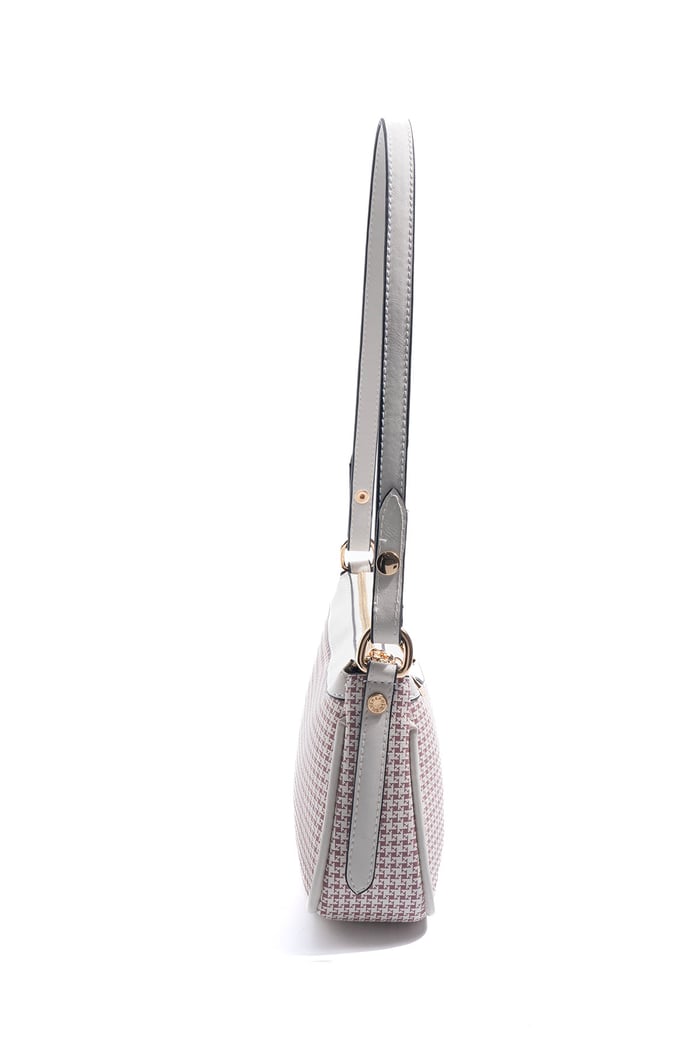 Silver Polo Bordo - Kemik Kaz Ayağı Ekose Kadın Çapraz Çanta SP1274