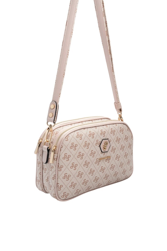 Silver & Polo SP745 Kadın Çapraz Çanta Monogram Pembe-Pudra