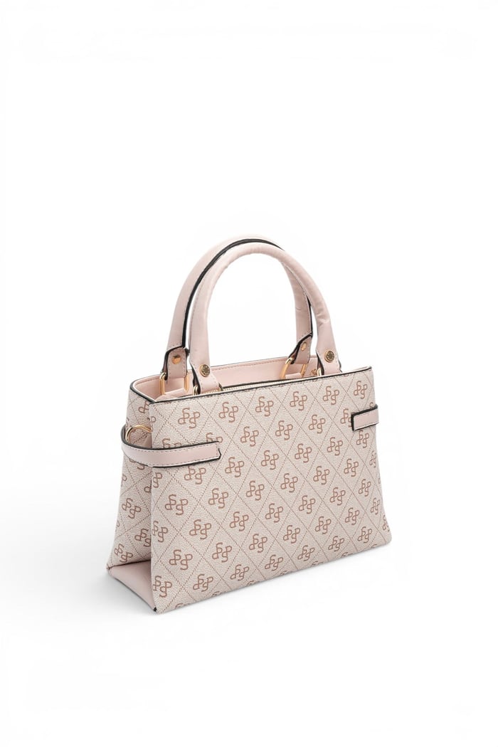 Silver Polo Pembe - Pudra Monogram Kadın El Çantası SP1149