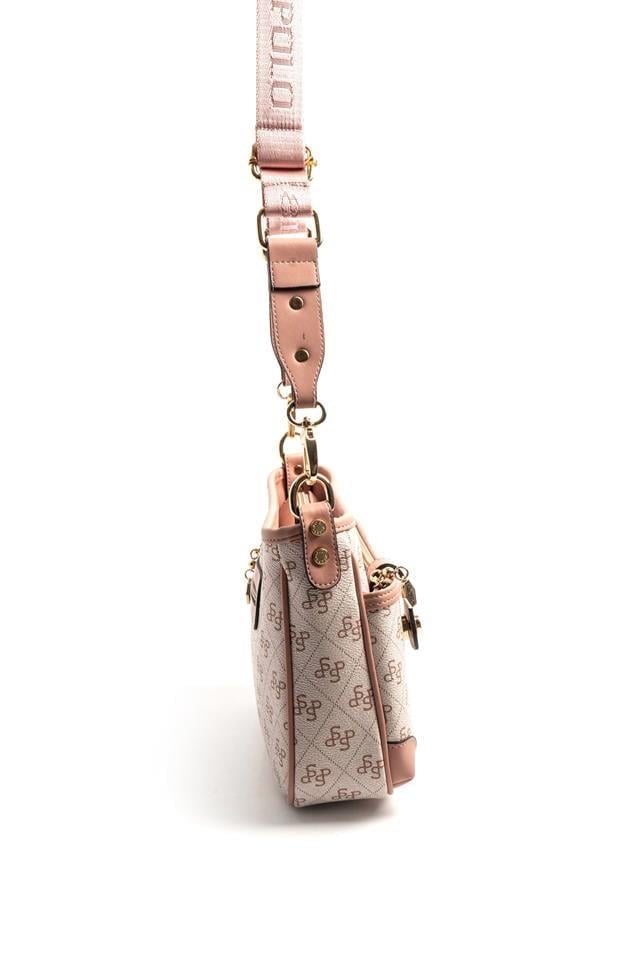 Silver Polo Pembe - Somon Monogram Kadın Çapraz Çanta SP1160