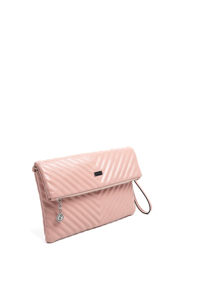 Silver Polo Pudra - Pudra Kapitone V Kadın Portföy ve Clutch El Çantası SP1134