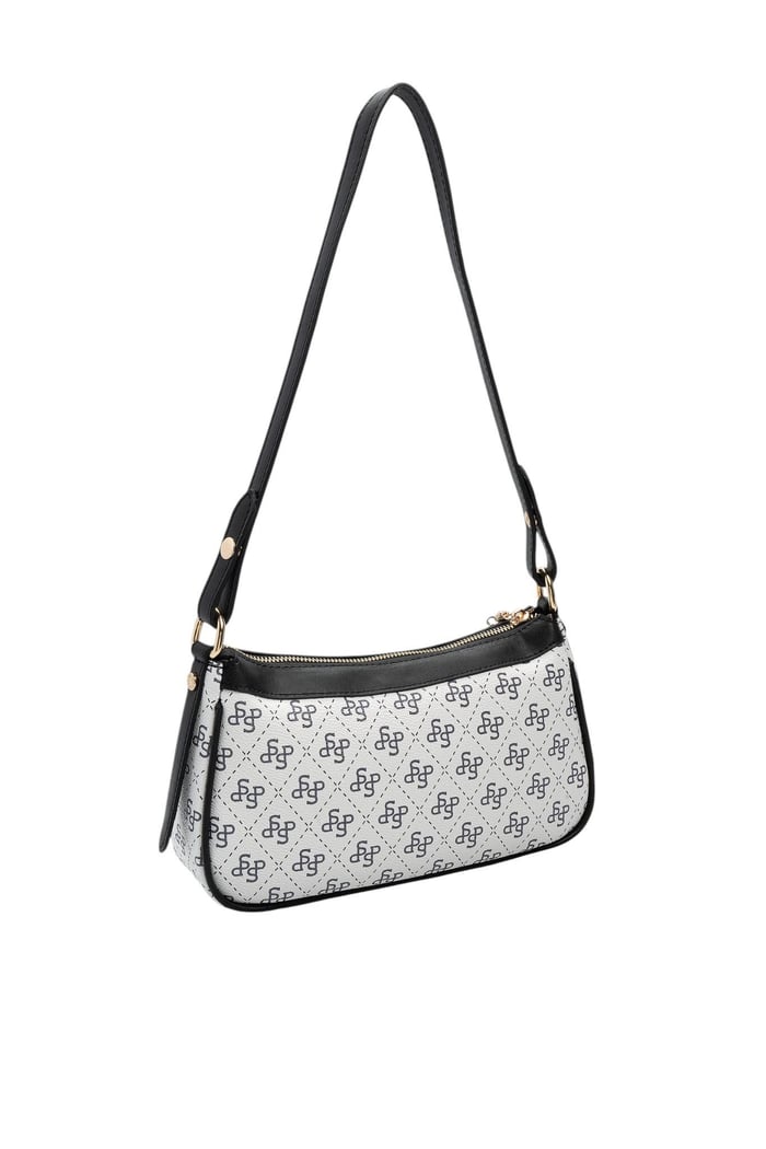 Silver Polo Beyaz - Siyah Monogram Kadın Çapraz Çanta SP1274