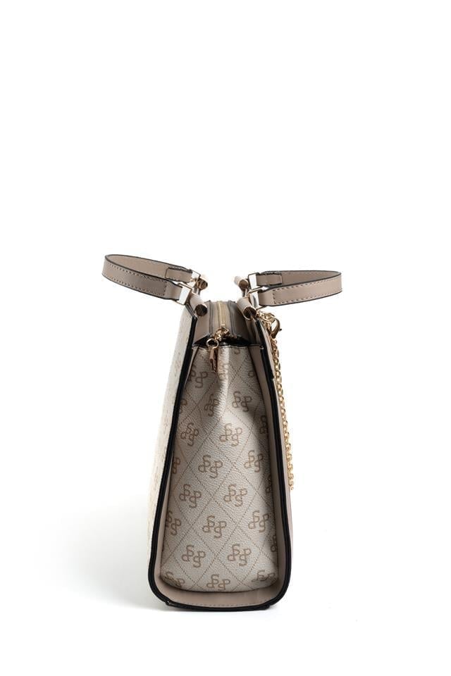 Silver & Polo SP1166 Kadın El Çantası Monogram Bej-Kum