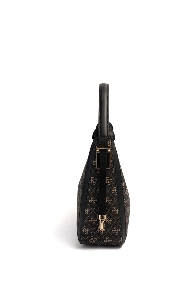 Silver & Polo SP1187 Kadın Omuz Çantası Monogram Füme-Siyah