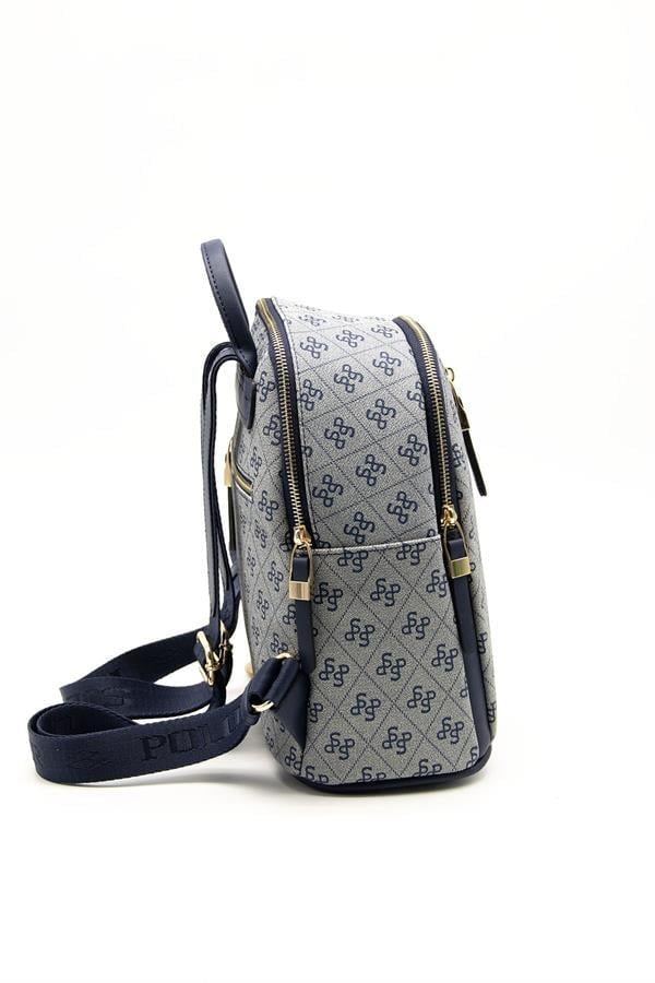 Silver & Polo SP901 Kadın Sırt Çantası Monogram Gri-Lacivert