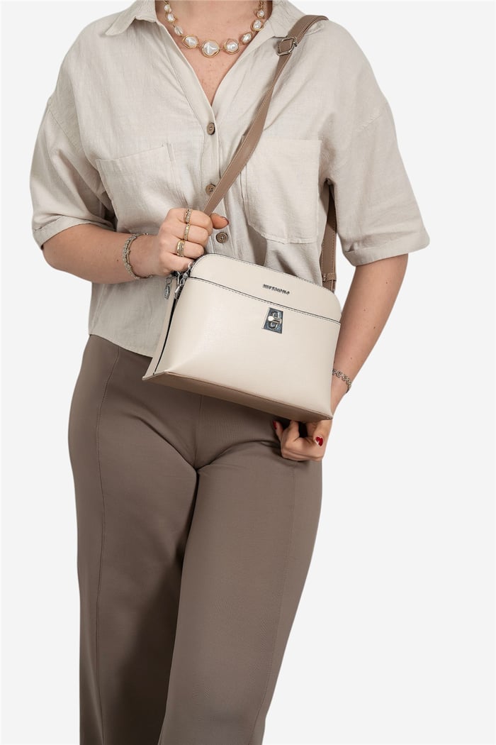 Silver Polo Bej - Latte Düz Kadın Çapraz Çanta SP623