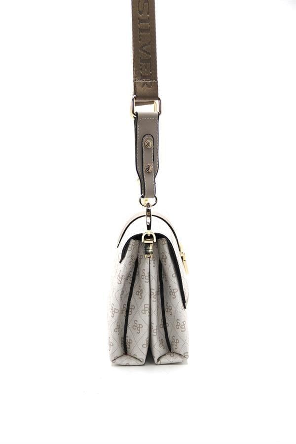 Silver & Polo SP1009 Kadın Çapraz Çanta Monogram Bej-Kum