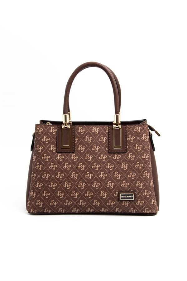 Silver & Polo SP1000 Kadın El Çantası Monogram Kahve