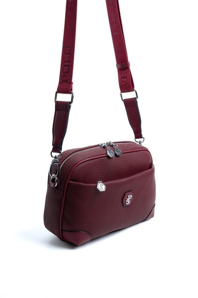 Silver Polo Bordo - Bordo Petek Kadın Çapraz Çanta SP1094