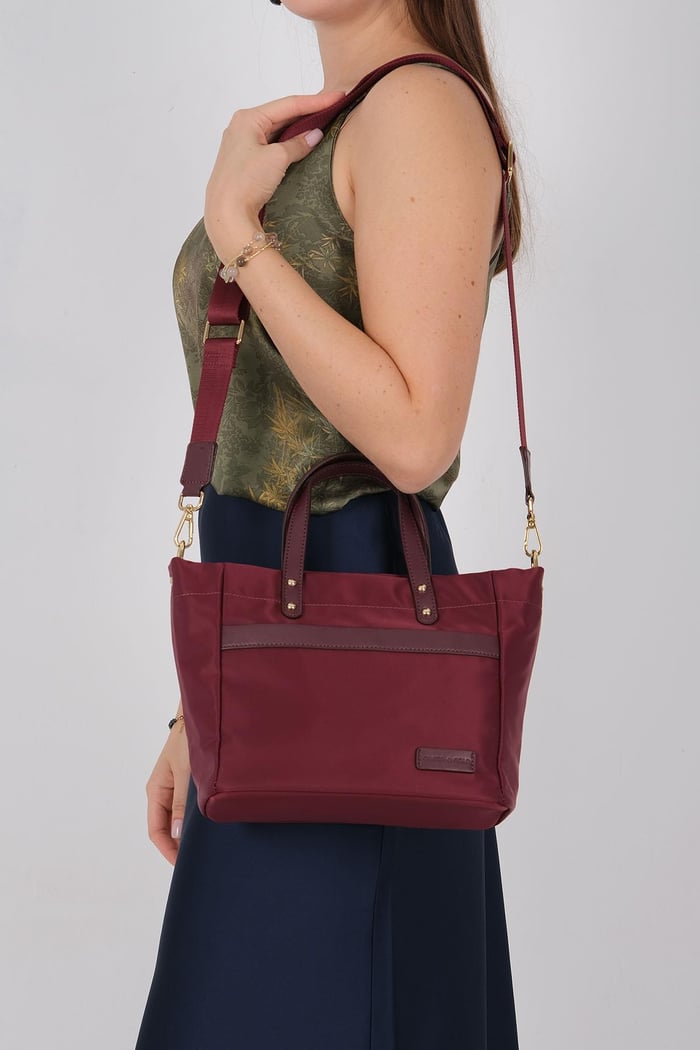Silver Polo Bordo - Bordo Saten Kadın El Çantası SP1214