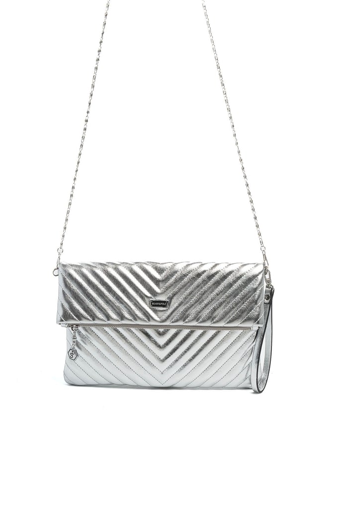 Silver Polo Gümüş - Gümüş Kapitone V Kadın Portföy ve Clutch El Çantası SP1134
