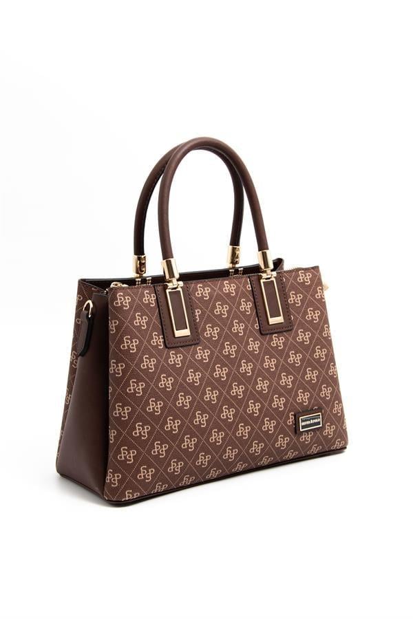 Silver & Polo SP1000 Kadın El Çantası Monogram Kahve