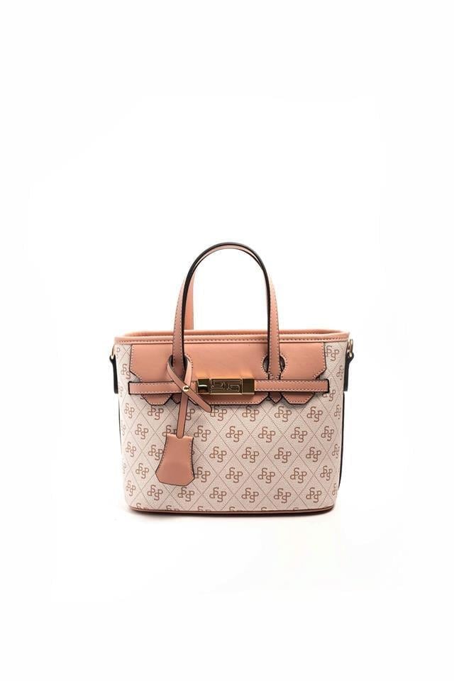 Silver Polo Pembe - Somon Monogram Kadın El Çantası SP1185