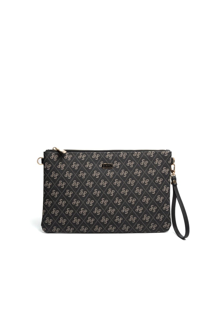 Silver Polo Füme - Siyah Monogram Kadın Portföy ve Clutch El Çantası SP1034