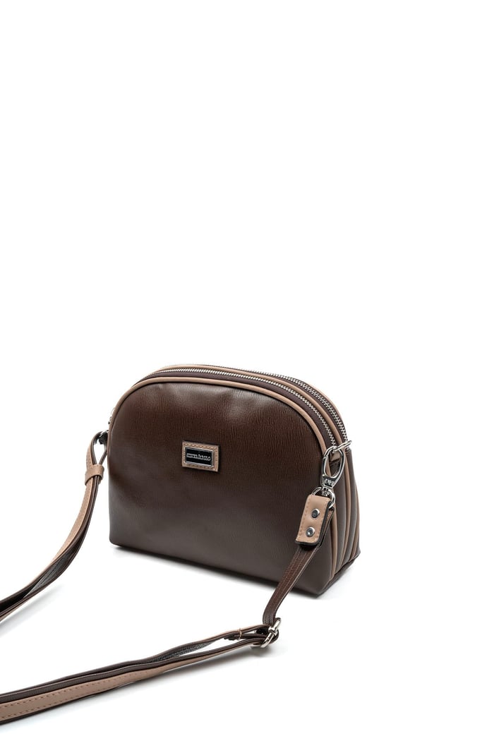 Silver Polo Kahve - Latte Düz Kadın Çapraz Çanta SP765