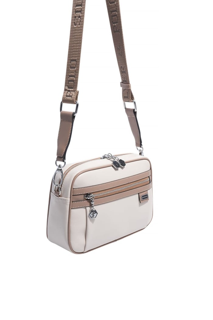 Silver Polo Bej - Latte Düz Kadın Çapraz Çanta SP1280