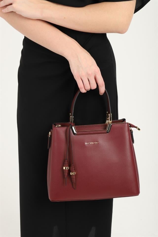 Silver & Polo SP969 Kadın El Çantası Düz Bordo