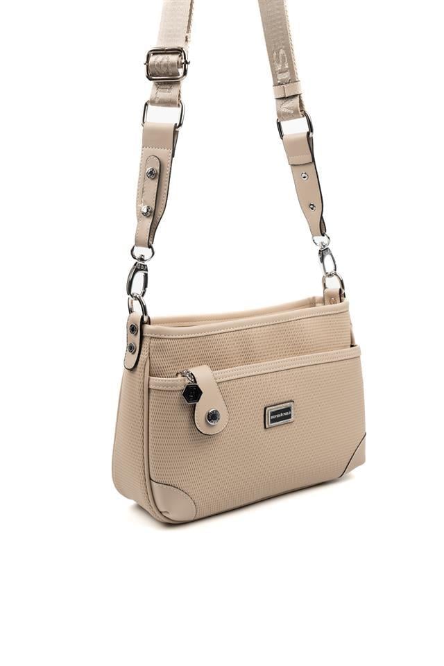 Silver & Polo SP1160 Kadın Çapraz Çanta Petek Bej-A.Taba