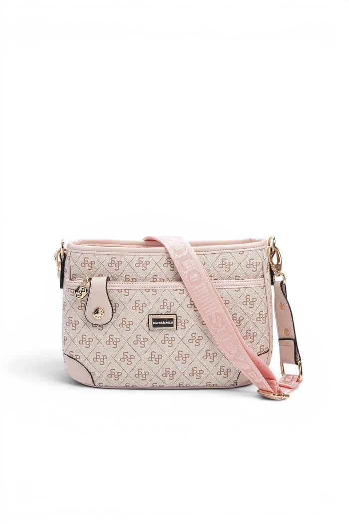 Silver Polo Pembe - Pudra Monogram Kadın Çapraz Çanta SP1160