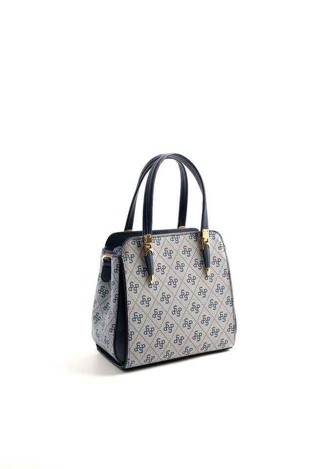 Silver & Polo SP1136 Kadın El Çantası Monogram Gri-Lacivert