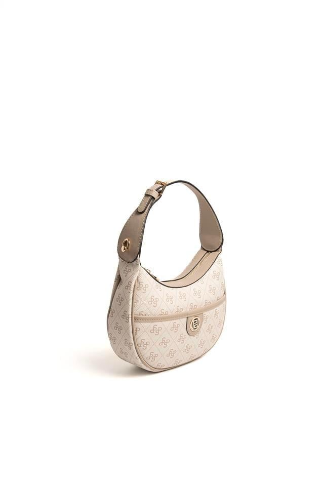 Silver & Polo SP1194 Kadın Omuz Çantası Monogram Bej-Kum