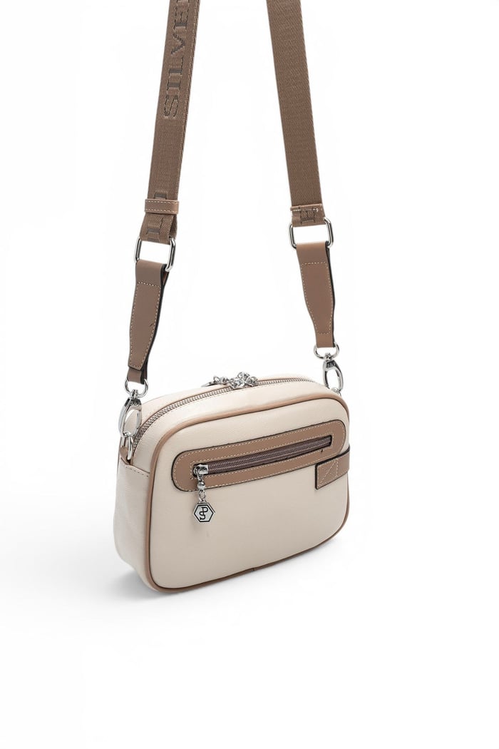 Silver Polo Bej - Latte Düz Kadın Çapraz Çanta SP1256