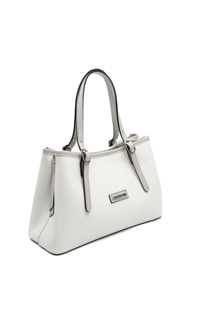 Silver & Polo SP1252 Kadın El Çantası Düz Beyaz-A.Gri