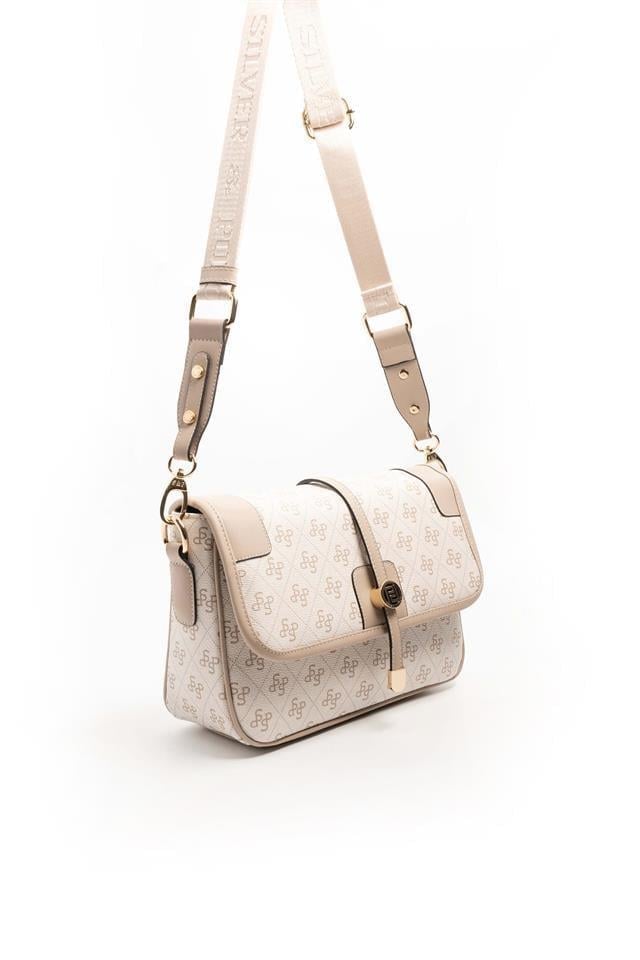 Silver & Polo SP1182 Kadın Çapraz Çanta Monogram Bej-Kum