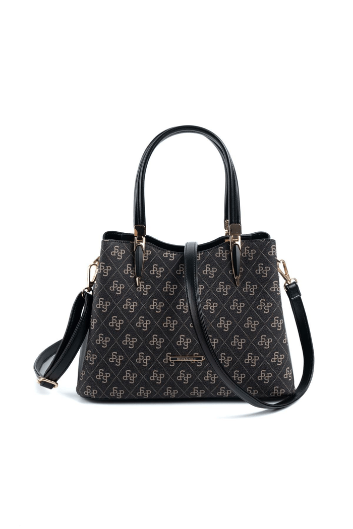 Silver & Polo SP1205 Kadın El Çantası Monogram Füme-Siyah