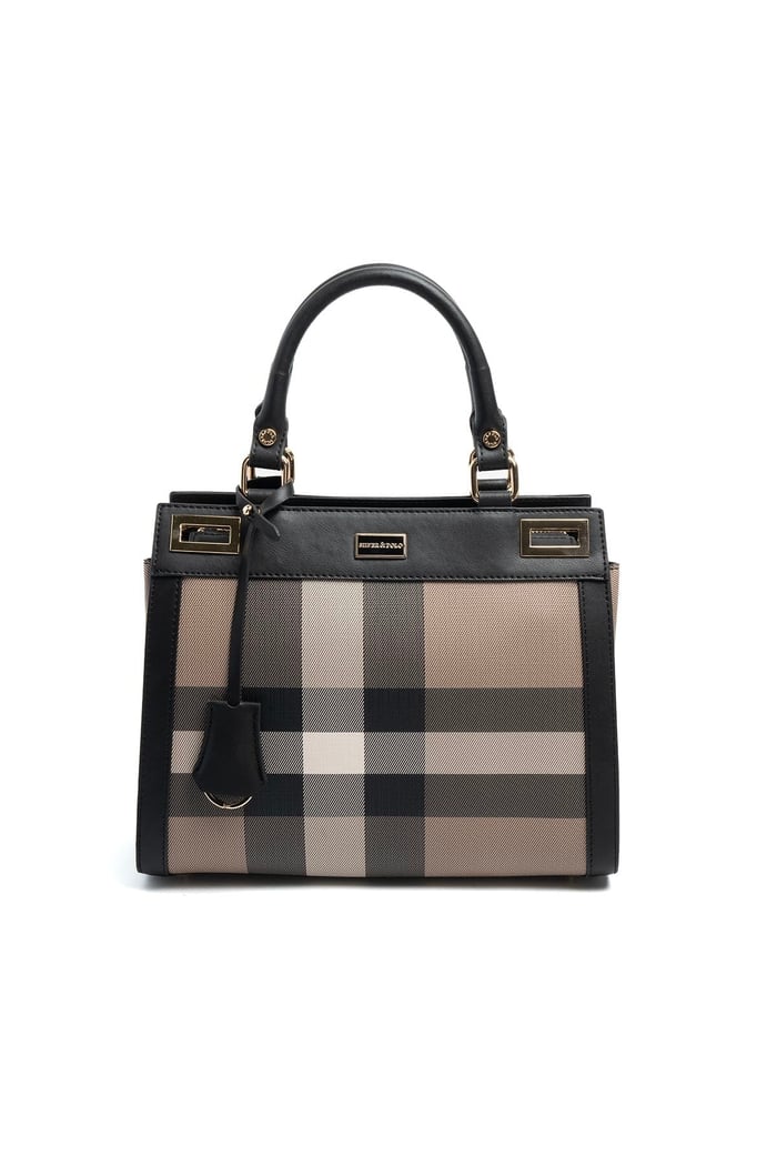 Silver & Polo SP1174 Kadın El Çantası Ekose Kahve-Siyah